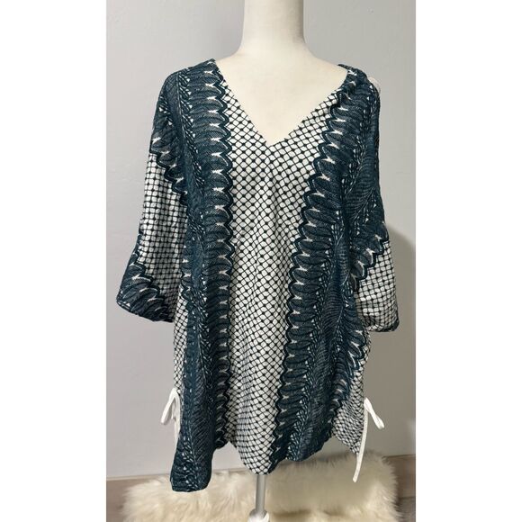 Red Carter Cold shoulder Embroidered swim cover up tunic S - Picture 1 of 9
